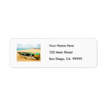 Fishing Dory on the Beach Labels
