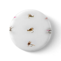 Fishing flies pinback buttons