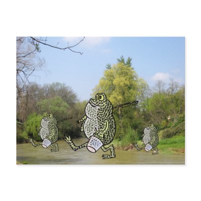 Fishing Frogs Post Card by Riviere