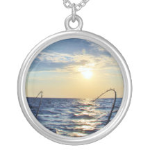 Fishing on Wavy Water Custom Necklace