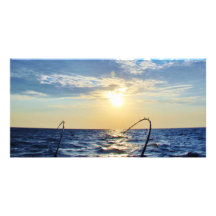 Fishing on Wavy Water Personalized Photo Card