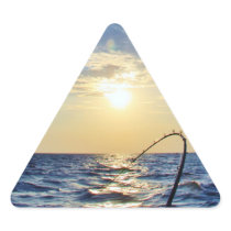 Fishing on Wavy Water Triangle Sticker