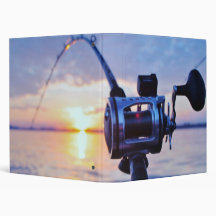 Fishing Reel at Sunset 3 Ring Binders