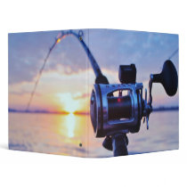 Fishing Reel at Sunset 3 Ring Binders