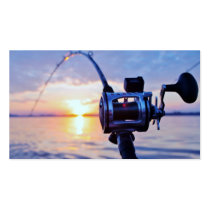 Fishing Reel at Sunset Business Card Template