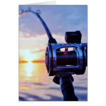 Fishing Reel at Sunset Greeting Card
