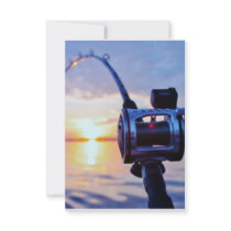 Fishing Reel at Sunset Invitation