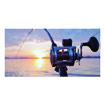 Fishing Reel at Sunset Custom Photo Card
