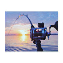 Fishing Reel at Sunset Postcard