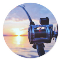 Fishing Reel at Sunset Stickers