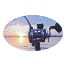 Fishing Reel at Sunset Stickers
