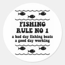 Fishing Rule No 1 Round Stickers