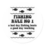 Fishing Rule No 1 Round Stickers