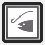 Fishing Sign Square Stickers