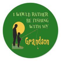 Fishing With Grandson Round Sticker