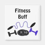 Fitness Buff with Workout Gear Refrigerator Magnets