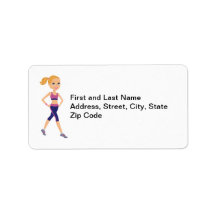 Fitness Girl Cartoon Address Label