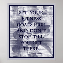Fitness Goals in Blue and White #001 Print