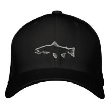 Fitted Trout Tracker Hat - Black Embroidered Hats