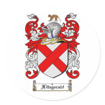 FITZGERALD FAMILY CREST -  FITZGERALD COAT OF ARMS ROUND STICKERS