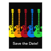 Five Colourful Electric Guitars Custom Invitation