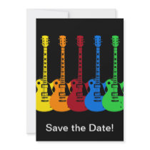 Five Colourful Electric Guitars Custom Invitation