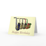 Five Colourful Saxophones Happy Birthday Card