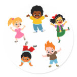 Five Kids Cartoon Sticker
