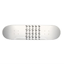Five music staves with notes bw skateboard