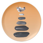 Five stones and white orchids dinner plate