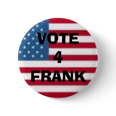 flag2, VOTE4FRANK Pinback Button by biologyroxs
