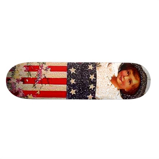 Flag 4th of July Patriotic Vintage Postcard Art Skate Deck