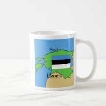 Flag and Map of Estonia Mugs