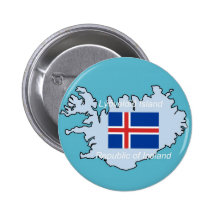 Flag and Map of Iceland Button
