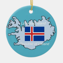 Flag and Map of Iceland Christmas Ornament