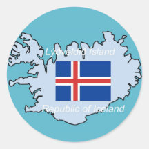 Flag and Map of Iceland Sticker
