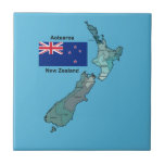 Flag and Map of New Zealand Tile