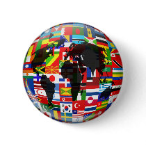 Flag Globe Pinback Button