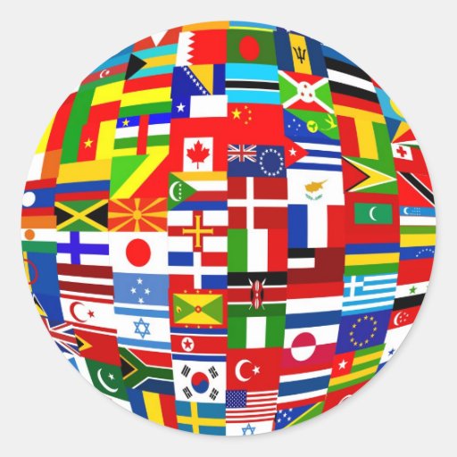 Flag Globe Round Sticker