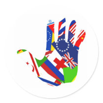 Flag Hand Round Stickers
