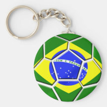 Flag of Brazil Soccer Ball panels for Futebol fans Keychain