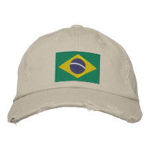 Flag of Brazil with Personalized Text Baseball Cap