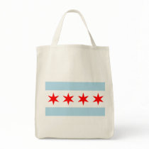 Flag of Chicago Organic Grocery Tote Canvas Bags