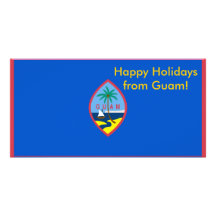 Flag of Guam, Happy Holidays from U.S.A. Photo Card Template