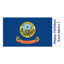 Flag of Idaho, Happy Holidays from U.S.A. Customized Photo Card