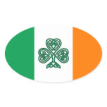 Flag of Ireland Celtic Shamrock Oval Sticker