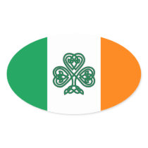 Flag of Ireland Celtic Shamrock Oval Sticker