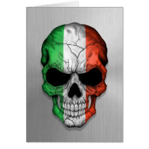 Flag of Italy on a Steel Skull Graphic Greeting Cards