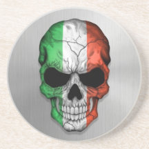 Flag of Italy on a Steel Skull Graphic Coaster