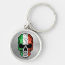 Flag of Italy on a Steel Skull Graphic Key Chains